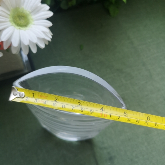 11" Marc Aurel Frosted Zebra Striped Clear Glass “Eclipse” Heavy Vase, Germany - Picture 9 of 9